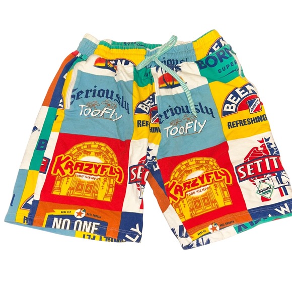 Born Fly 2XL Novelty Logo Patchwork Cotton Shorts Colorful Menswear - Picture 1 of 8